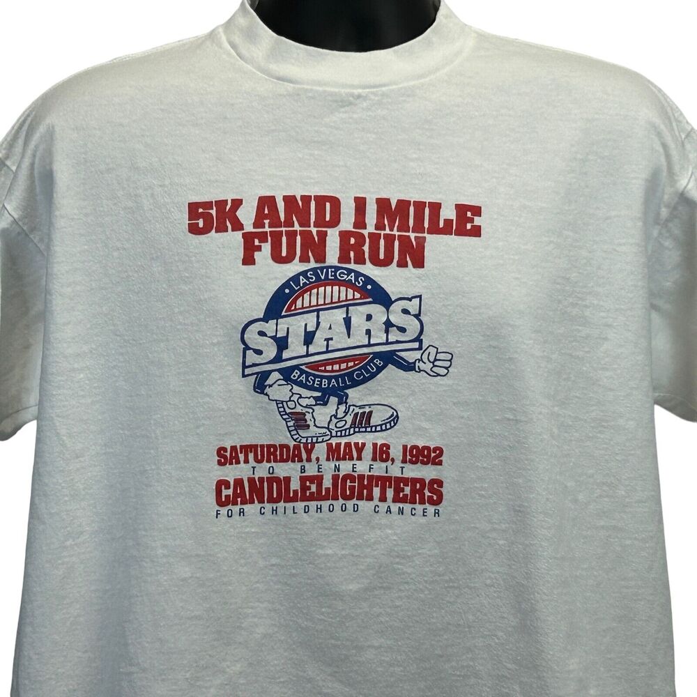 Vintage 90s Las Vegas Stars 5K Fun Run T Shirt Aviators White Unisex XL X-Large